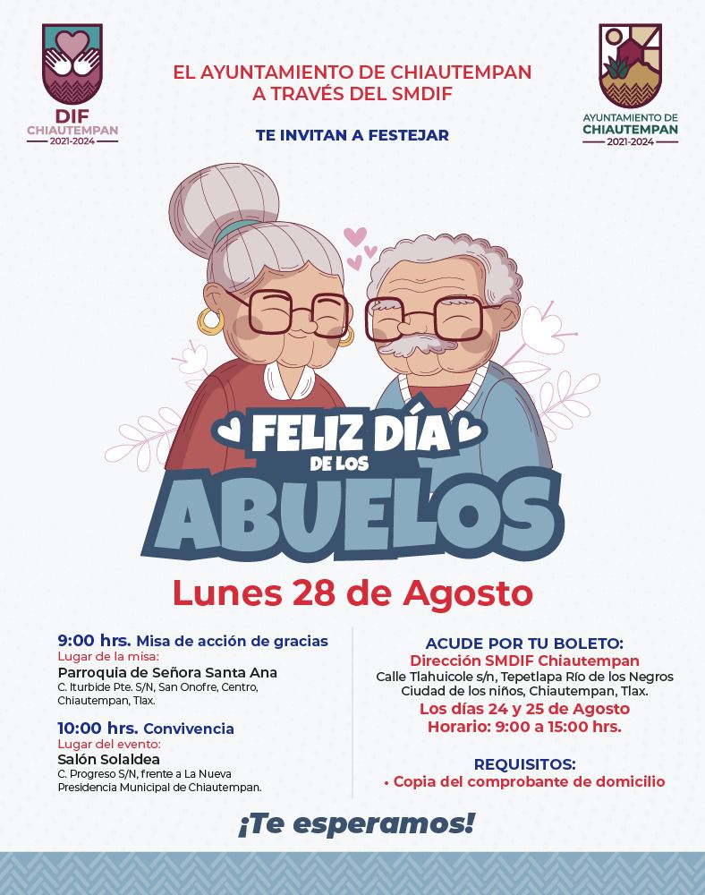 Invita SMDIF Chiautempan a celebrar el Día del Abuelo